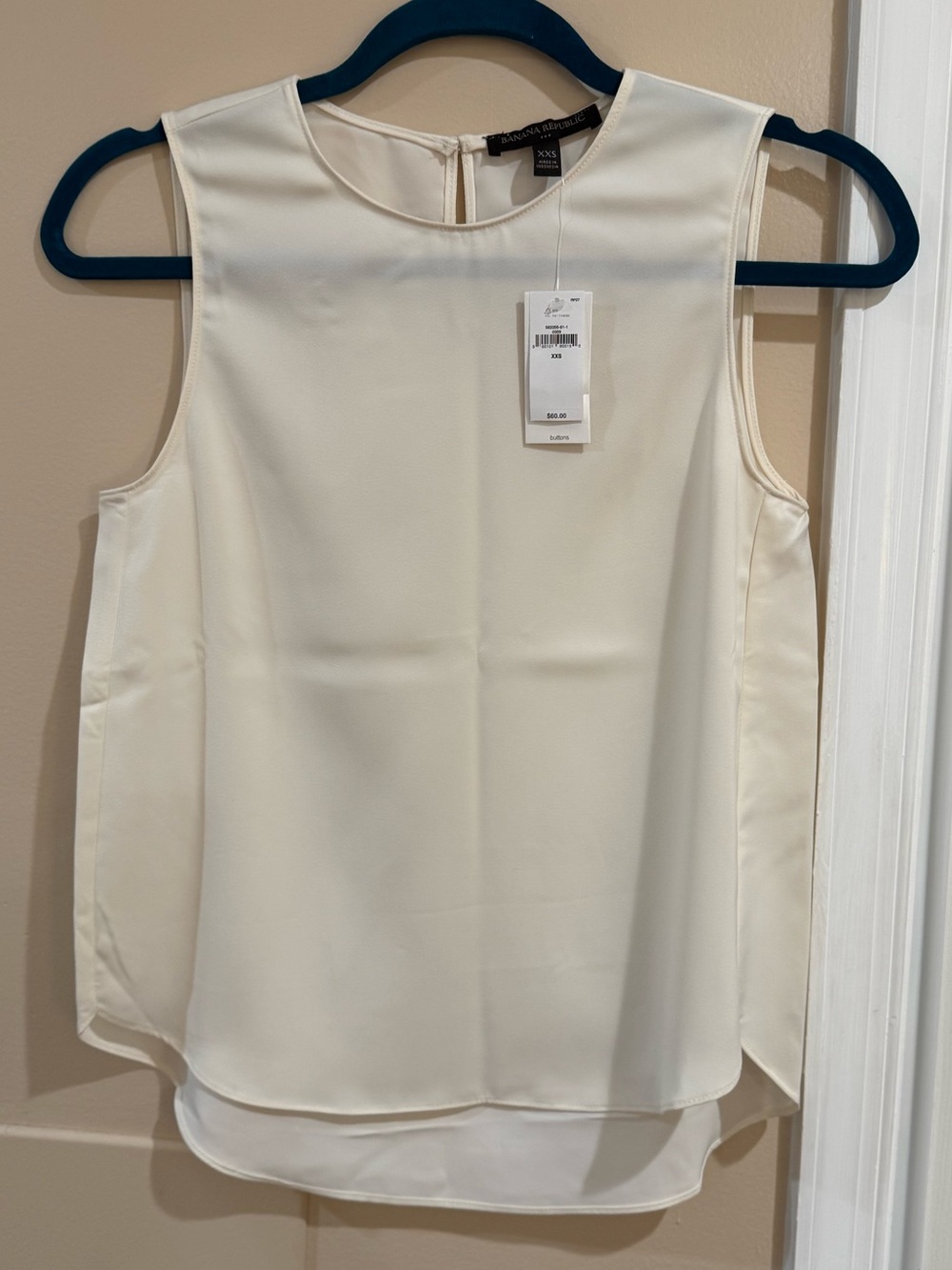 Banana Republic Satin White Cream High Low Sleeveless Tank Blouse XXS